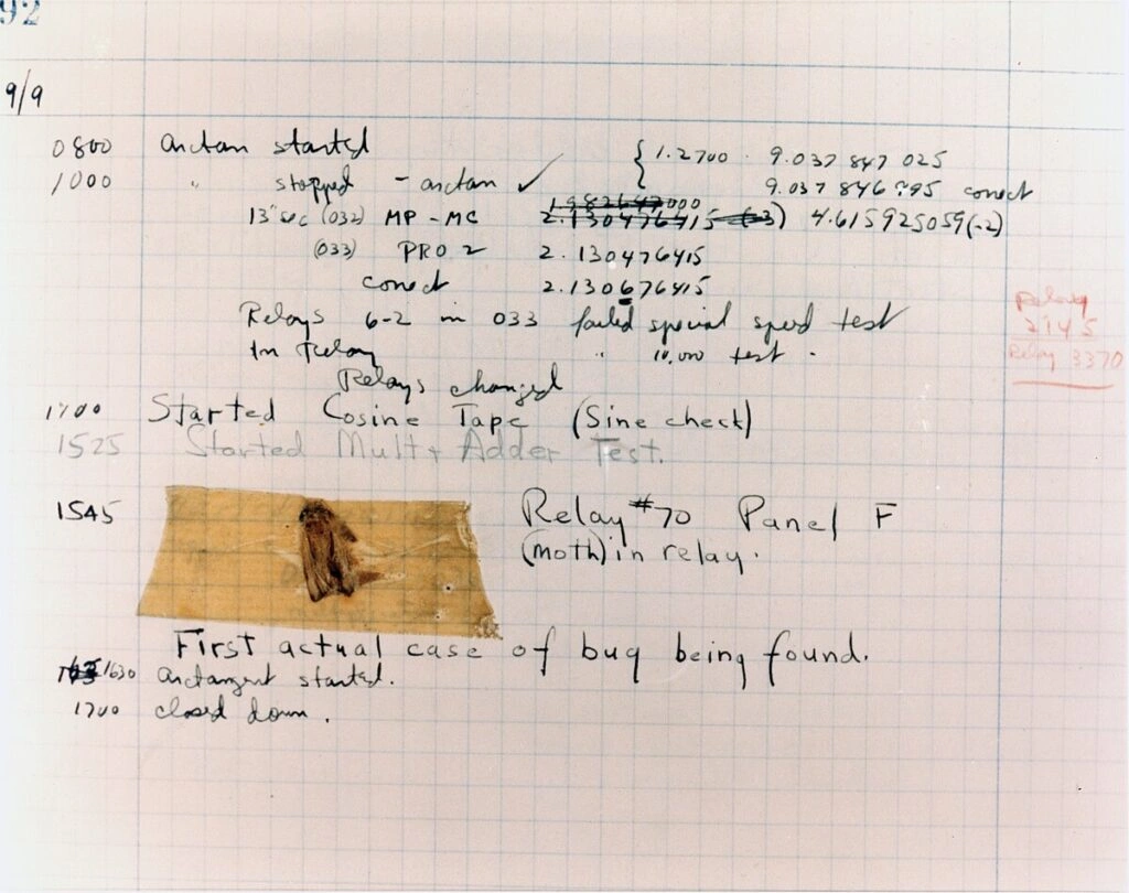 Il primo bug della storia - registro del Mark II 1945
