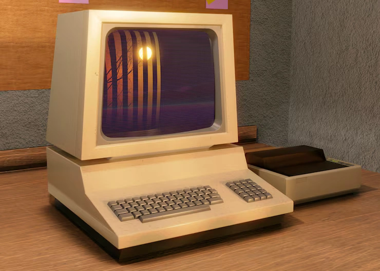 Postazione computer retrò - era dei primi calcolatori